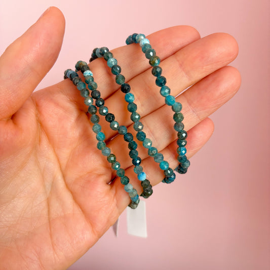 Blue Apatite Faceted 3-4mm Bracelet