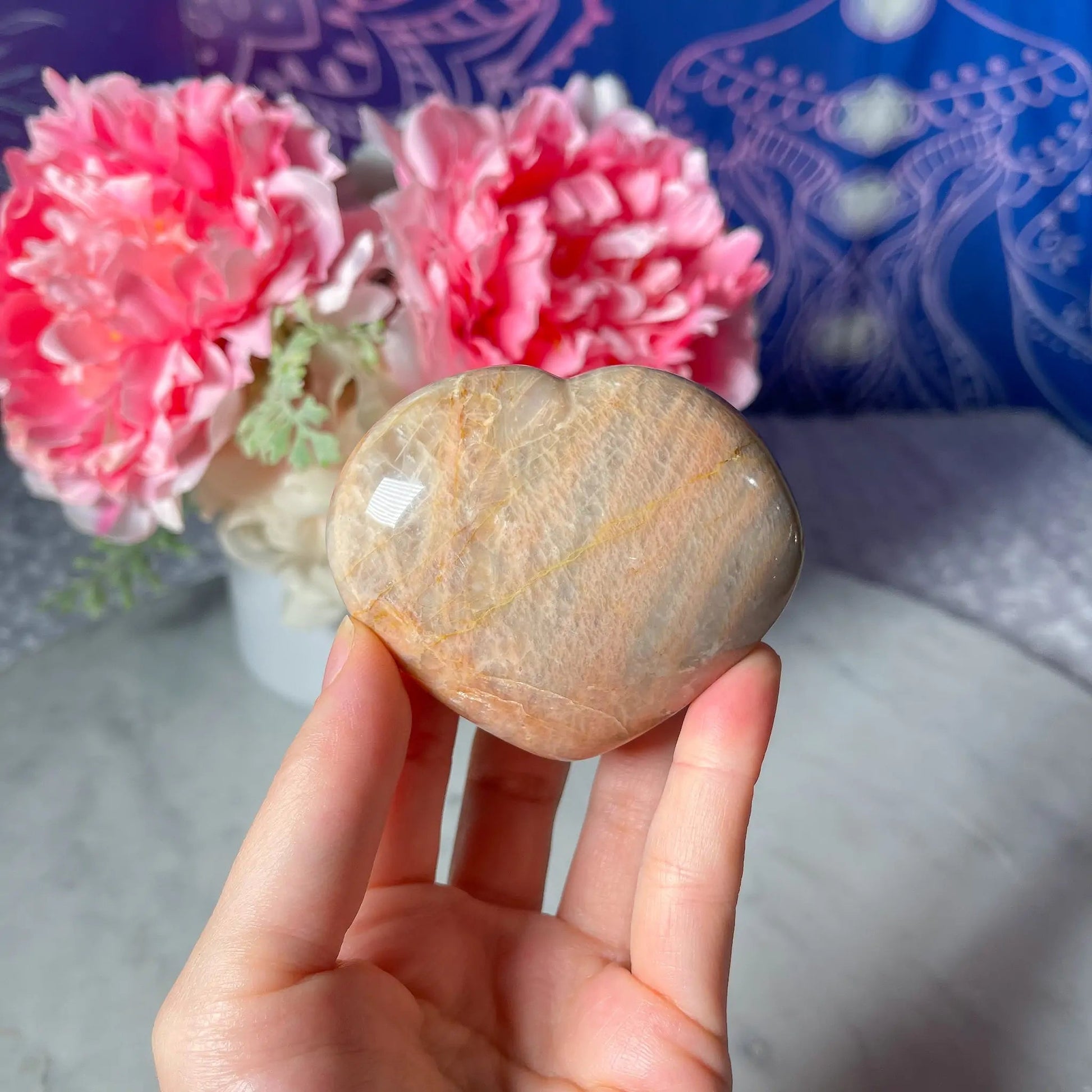 Peach Moonstone Heart A - Crystal Concepts