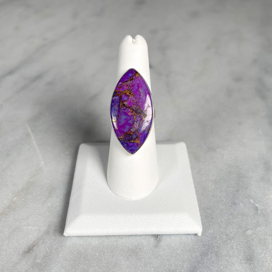 Purple Copper Turquoise Adjustable Sterling Silver Ring - Crystal Concepts