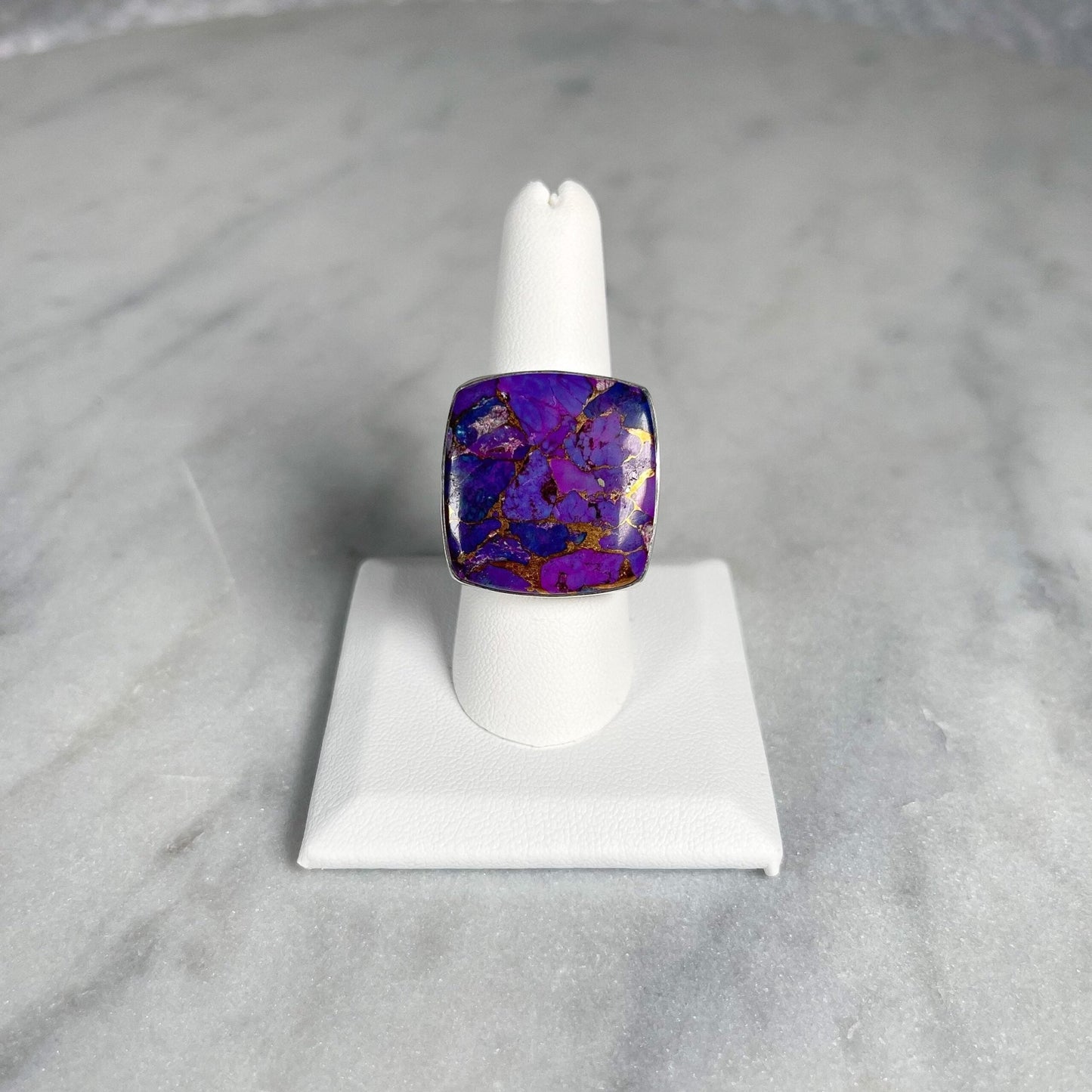 Purple Copper Turquoise Adjustable Sterling Silver Ring - Crystal Concepts