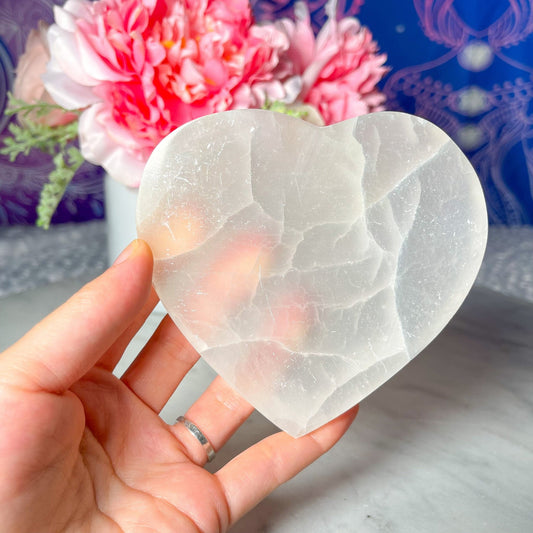 Selenite Heart Plate - Crystal Concepts